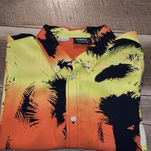 Wesc Oden Gradient Button Down Shirt Orange Yellow Palm (S) Men (M) Women